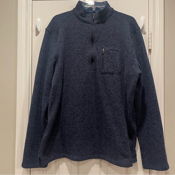 Woolrich Mens XL Fleece Pullover Half Quarter Zip Sweater Jacket Blue Sweatshirt - Picture 1 of 7